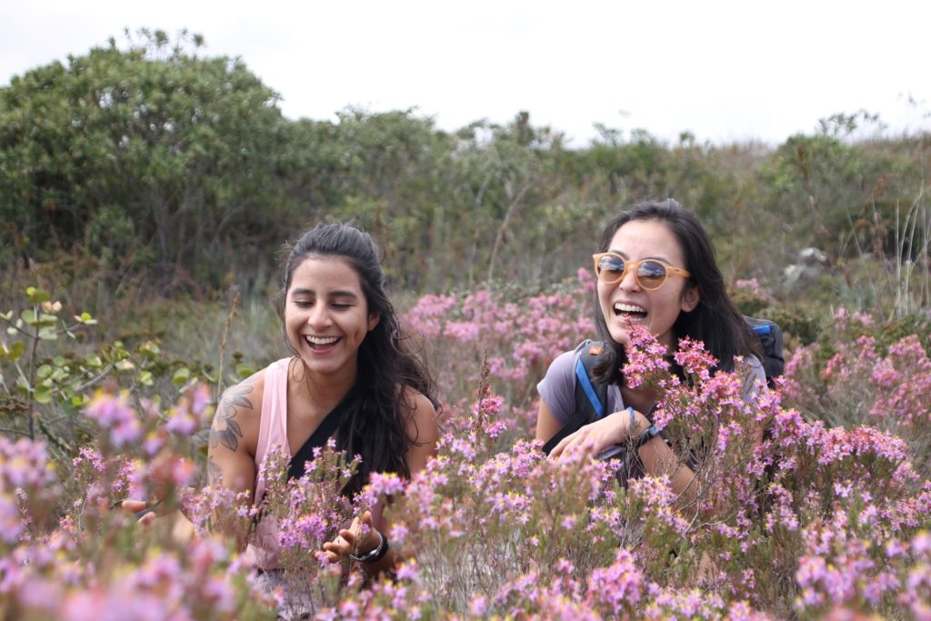 Meninas rindo em meio as microliceas